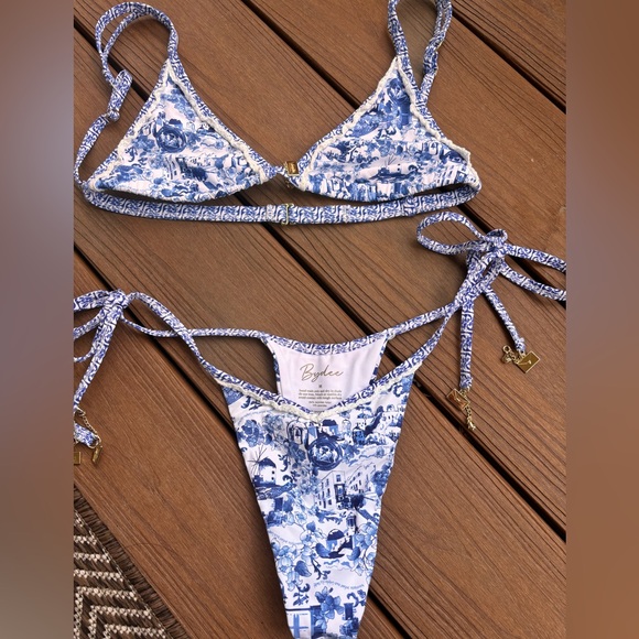 Medium BYDEE set Malaga bottom Prague top in Alythia blue and white vintage - Picture 3 of 14